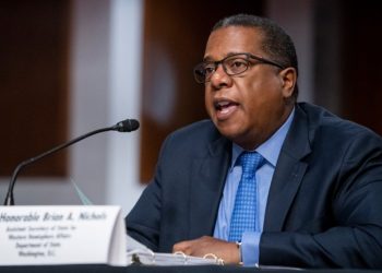 Brian A. Nichols, Assistant Secretary of State for Western Hemisphere Affairs appears before a Senate Committee on Foreign Relations hearing to examine reinvigorating U.S.-Colombia relations in the Dirksen Senate Office Building in Washington, DC, USA, Wednesday, February 16, 2022. Photo by Rod Lamkey/CNP/ABACAPRESS.COM