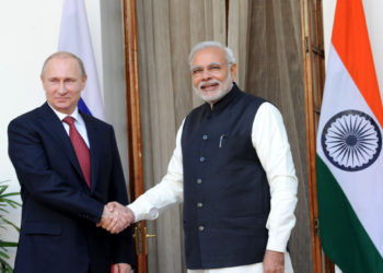 The Prime Minister, Shri Narendra Modi with the President of the Russian Federation, Mr. Vladimir Putin, in New Delhi on December 11, 2014.