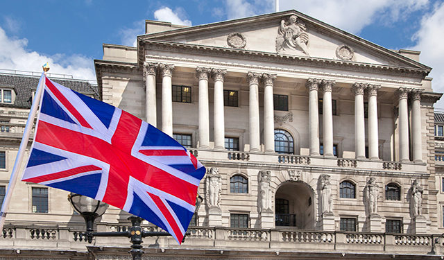 Bank of England and British flag concept illustration