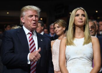 US Republican Presidential Candidate Donald Trump arrives with daughter Ivanka at the Republican National Convention in Cleveland, Ohio, on July 20, 2016. / AFP / Jim WATSON        (Photo credit should read JIM WATSON/AFP/Getty Images)