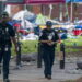 Washington (United States), 08/05/2024.- Police work at the scene following the removal of pro-Palestinian protesters and the closure of the encampment in the University Yard at George Washington University (GWU) in Washington, DC, USA, 08 May 2024. Police cleared the encampment using pepper spray and arresting those that resisted as they shut down the pro-Palestinian encampment. (Protestas) EFE/EPA/SHAWN THEW